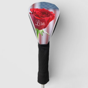 Patriotic Red Rose Golf Head Cover