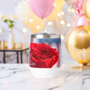 Patriotic Red Rose Personalized Wine Tumbler