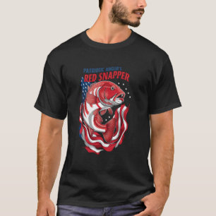 Patriotic Red Snapper Fishing Shirt for Anglers