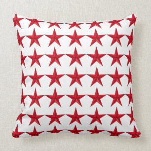 Patriotic Red Stars on White Field Accent Pillow