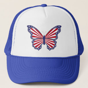 Patriotic Red White And Blue Butterfly Hat