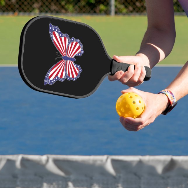 Patriotic Red White And Blue Butterfly Pickleball Paddle (Insitu)