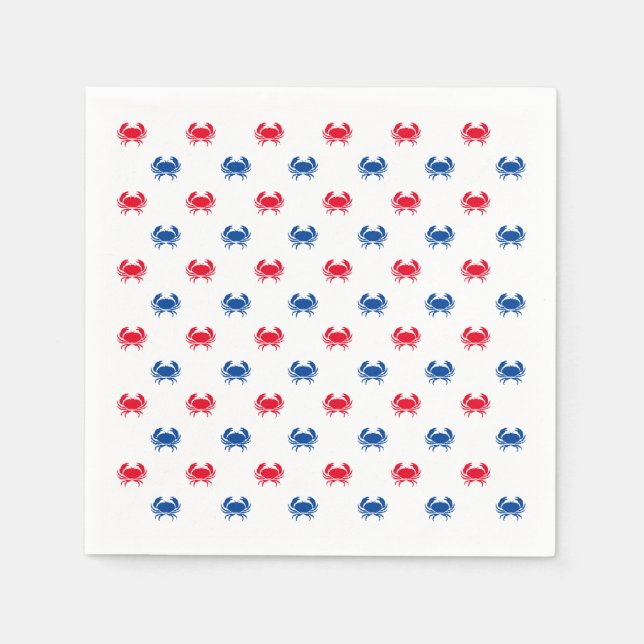 Patriotic Red white and blue crab pattern Napkin (Front)
