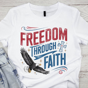 Patriotic Red, White, and Blue Distressed Faith T-Shirt
