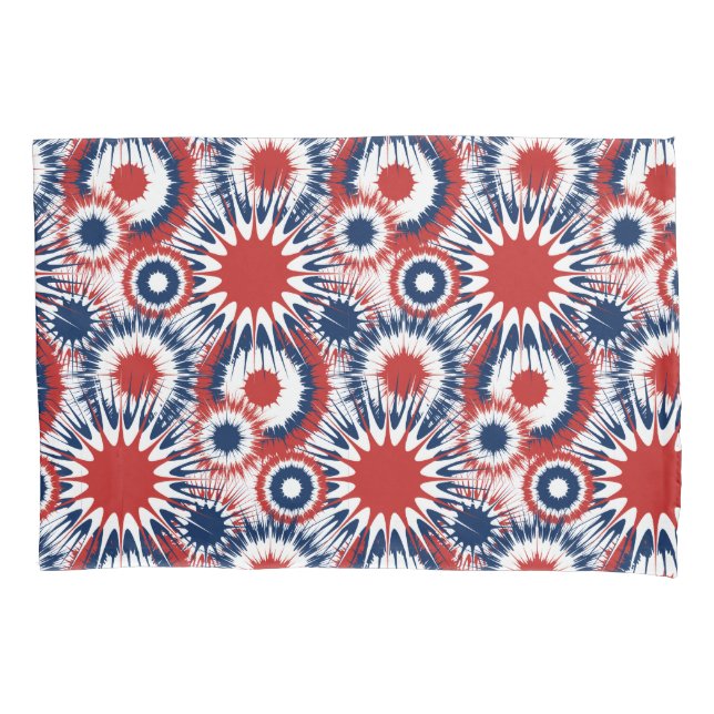 Patriotic Red White and Blue Fireworks Pillowcase (Front-Left)