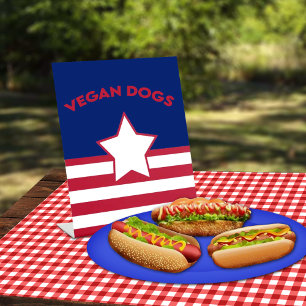 Patriotic Red, White and Blue Food Pedestal Sign