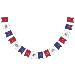 Patriotic Red White and Blue Happy Labour Day Bunting Flags