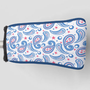 Patriotic Red White and Blue Paisley Golf Head Cover