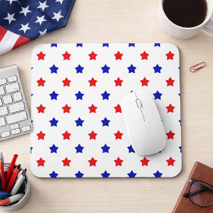 Patriotic Red White and Blue Star Pattern Mouse Pad