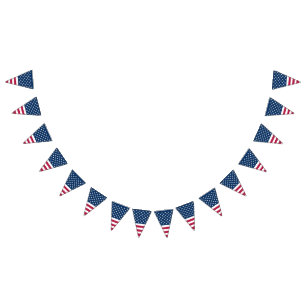 Patriotic red white and blue stars and stripes bunting flags