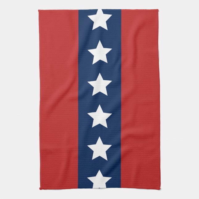 Patriotic Red White and Blue Stars and Stripes Kitchen Towel (Vertical)