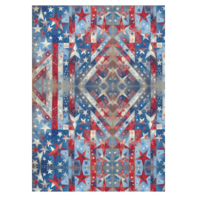 Patriotic Red, White and Blue Stars and Stripes  Tablecloth (Front)