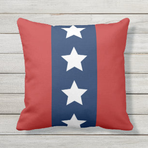 Patriotic Red White and Blue Stars and Stripes Throw Pillow