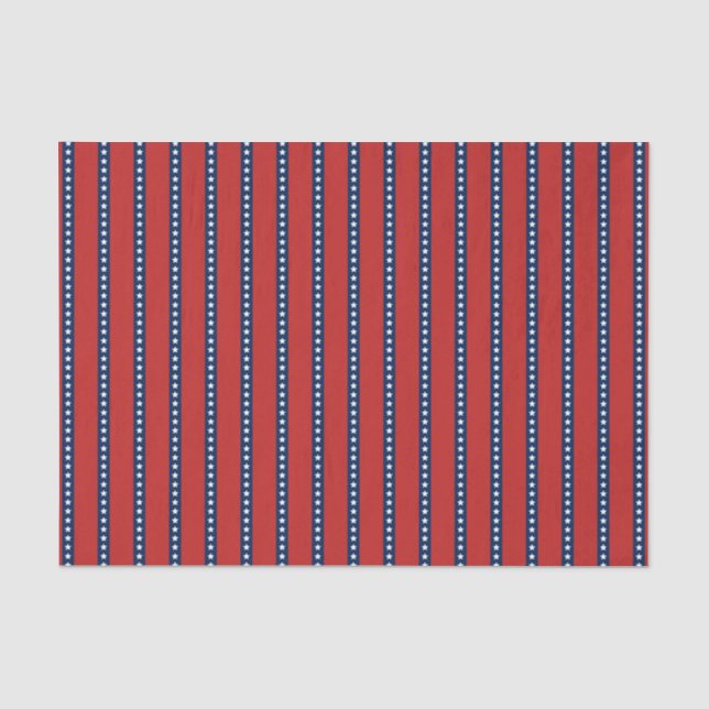 Patriotic Red White and Blue Stars and Stripes Tissue Paper (Front)