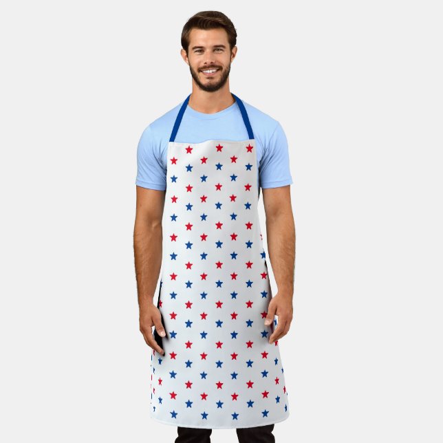 Patriotic red white and blue stars pattern apron (Worn)
