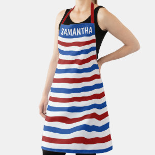 Patriotic Red White and Blue Stripe Custom Apron