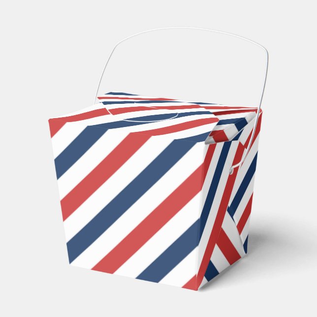 Patriotic Red White and Blue Stripes Favor Box (Front Side)
