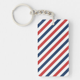 Patriotic Red White and Blue Stripes Keychain