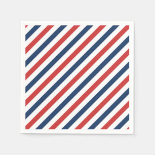 Patriotic Red White and Blue Stripes Napkin