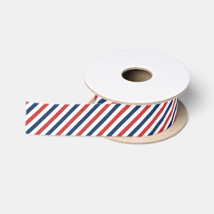 Patriotic Red White and Blue Stripes Satin Ribbon