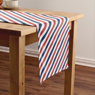 Patriotic Red White and Blue Stripes Short Table Runner