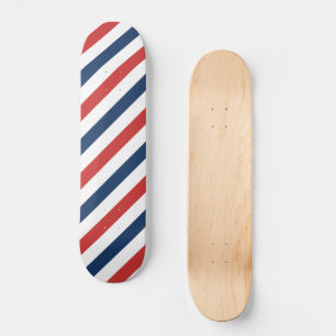 Patriotic Red White and Blue Stripes Skateboard