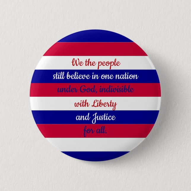 Patriotic Red White and Blue We the People Message 2 Inch Round Button (Front)