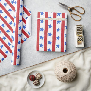 Patriotic Red white and blue Wrapping Paper