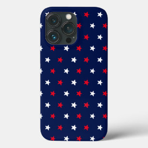 Patriotic red white and navy blue stars pattern  iPhone 13 pro case