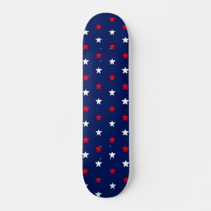 Patriotic red white and navy blue stars pattern skateboard