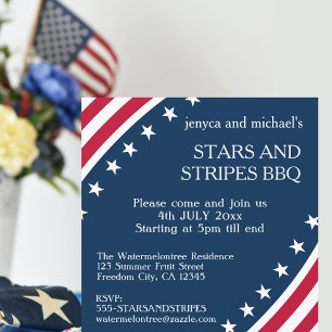 Patriotic Red White Blue 4th of July Invitation