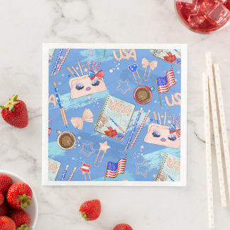 PATRIOTIC RED WHITE BLUE 4TH OF JULY ITEMS NAPKIN