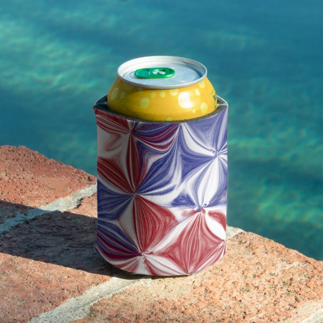PATRIOTIC RED WHITE BLUE ABSTRACT CAN COOLER (In Situ Pool)
