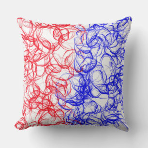 PATRIOTIC RED WHITE BLUE ABSTRACT PATTERNS THROW PILLOW