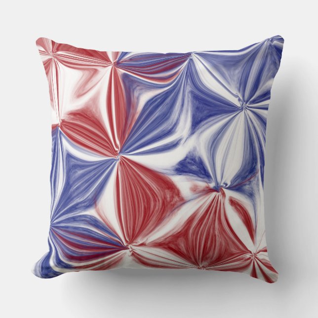 PATRIOTIC RED WHITE BLUE ABSTRACT THROW PILLOW (Front)