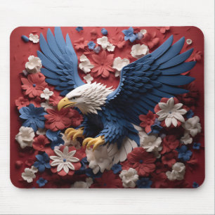 PATRIOTIC RED WHITE BLUE AMERICAN BALD EAGLE MOUSE PAD