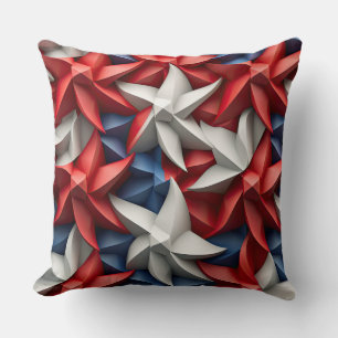 PATRIOTIC RED WHITE BLUE AMERICAN STARS THROW PILLOW