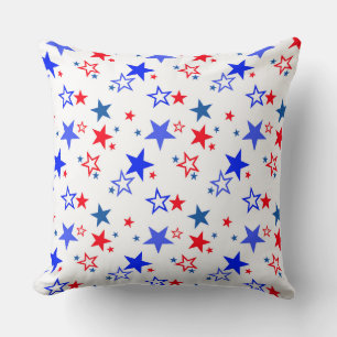 PATRIOTIC RED WHITE BLUE AMERICAN STARS THROW PILLOW