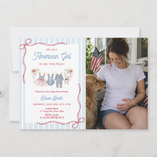 Patriotic Red White Blue Baby Shower Invitation