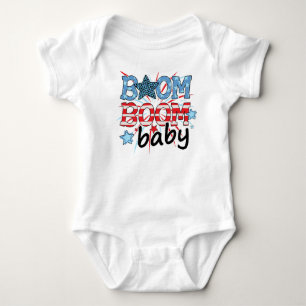 PATRIOTIC RED WHITE BLUE BOOM BOOM BABY BODYSUIT