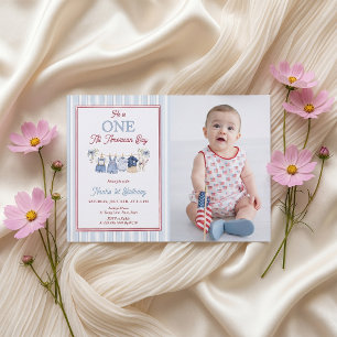 Patriotic Red White Blue Boy Birthday Invitation