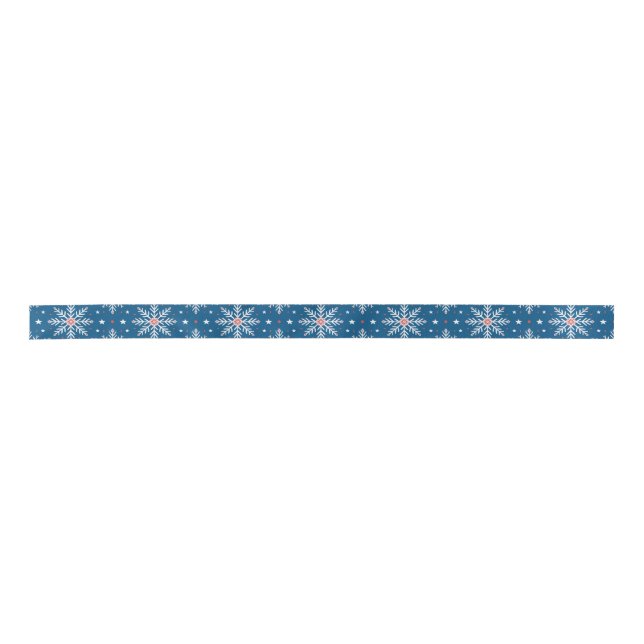 Patriotic Red White Blue Christmas Snow Ribbon Satin Ribbon (Front)