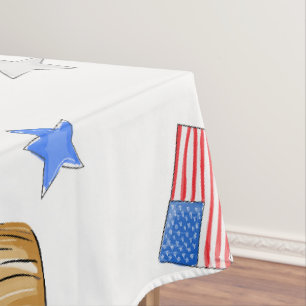 Patriotic Red White Blue Cupcake Flag Star  Tablecloth