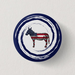 Patriotic Red White Blue Donkey 1 Inch Round Button