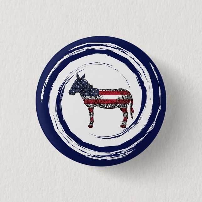 Patriotic Red White Blue Donkey 1 Inch Round Button (Front)