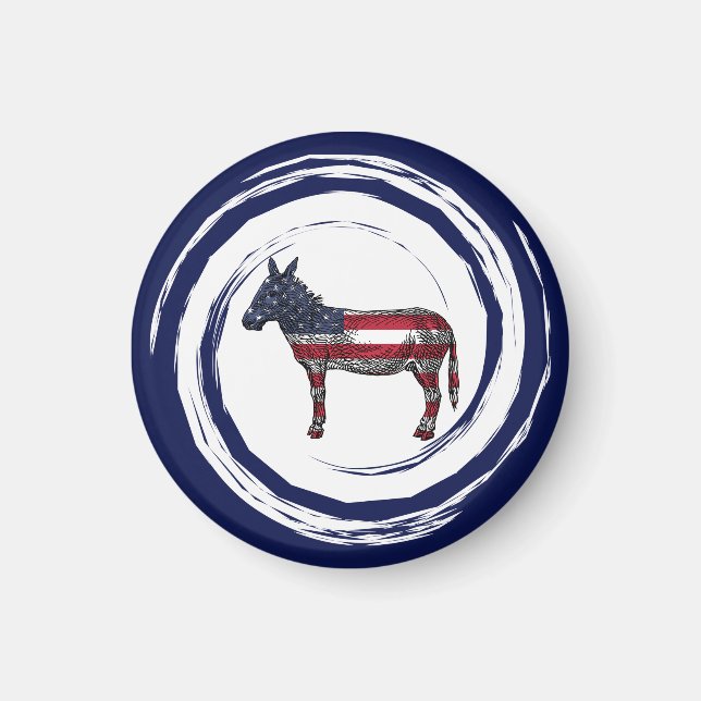 Patriotic Red White Blue Donkey Magnet (Front)