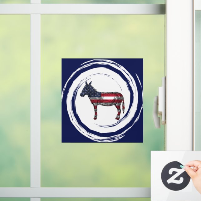 Patriotic Red White Blue Donkey Window Cling (Home)