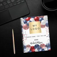Patriotic red white blue flag usa business logo