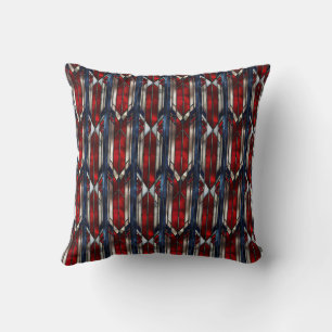 Patriotic Red White Blue Geometric Pattern Throw Pillow