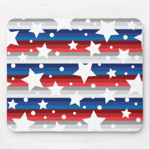 PATRIOTIC RED WHITE BLUE GRAY STAR PATTERNS MOUSE PAD